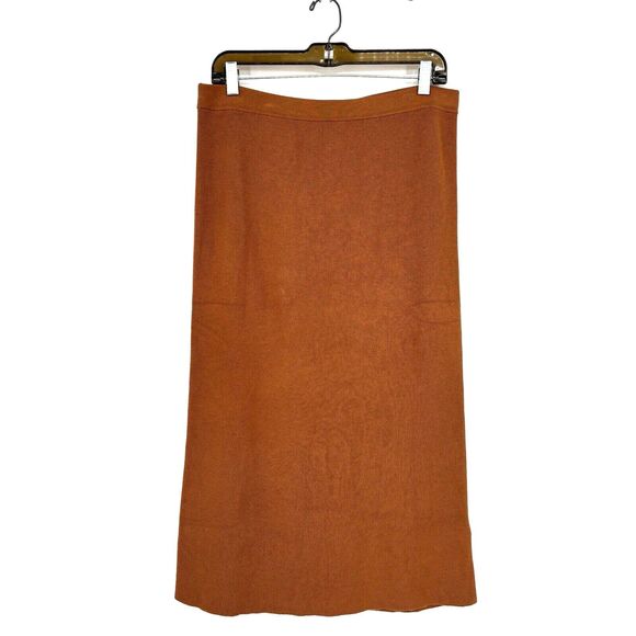 J.Crew Skirt Ribbed Midi Tube Sweater Knit Pencil Sz L Brown/Rust $128 NWT - Picture 2 of 11
